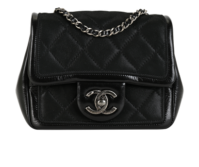 Mini Square Flap, &pound;2,800, Handbags, Black, Leather, Front view